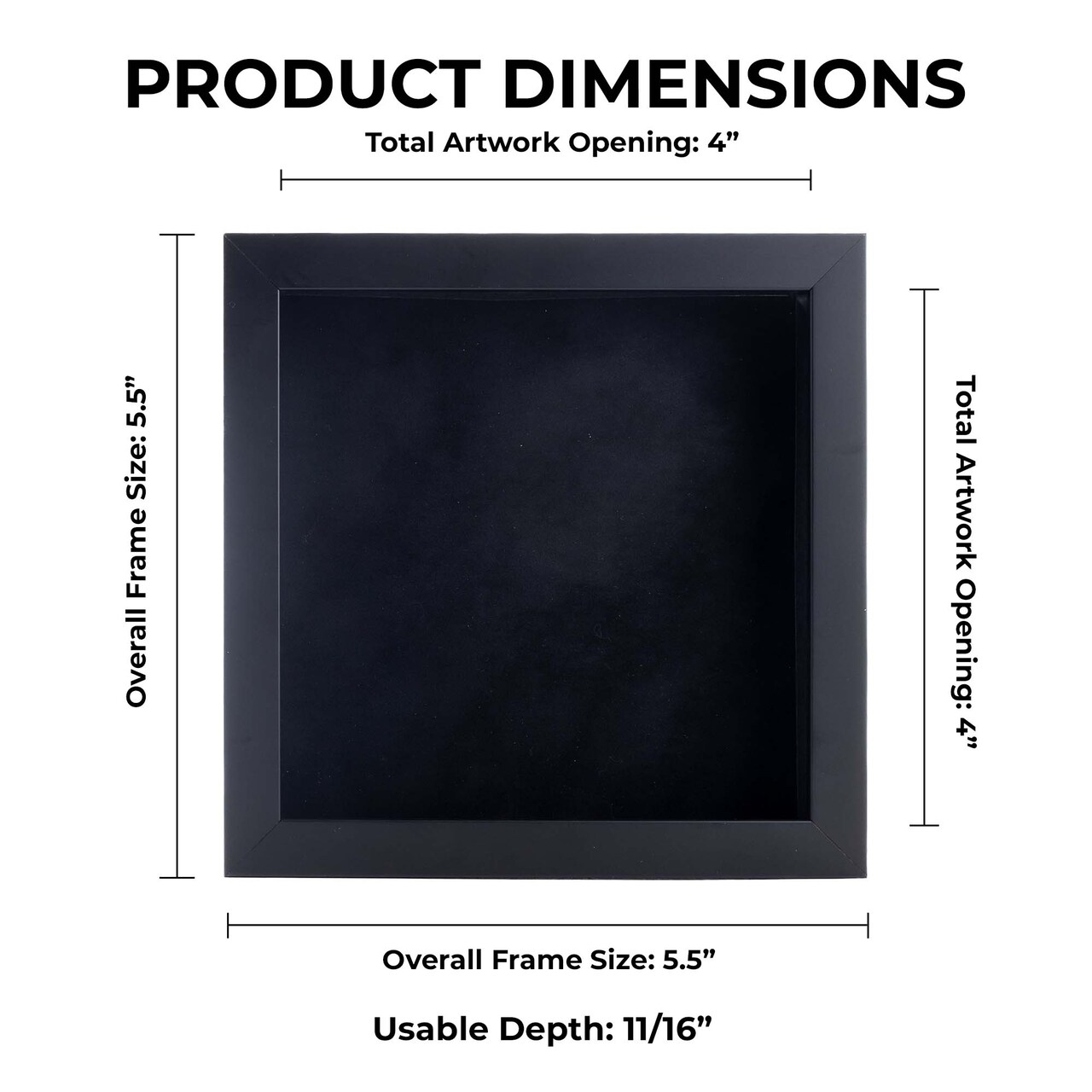 Classic Black Wood Shadown Box Frame with Acrylic Front - Black Suede Backing, 30 Sizes